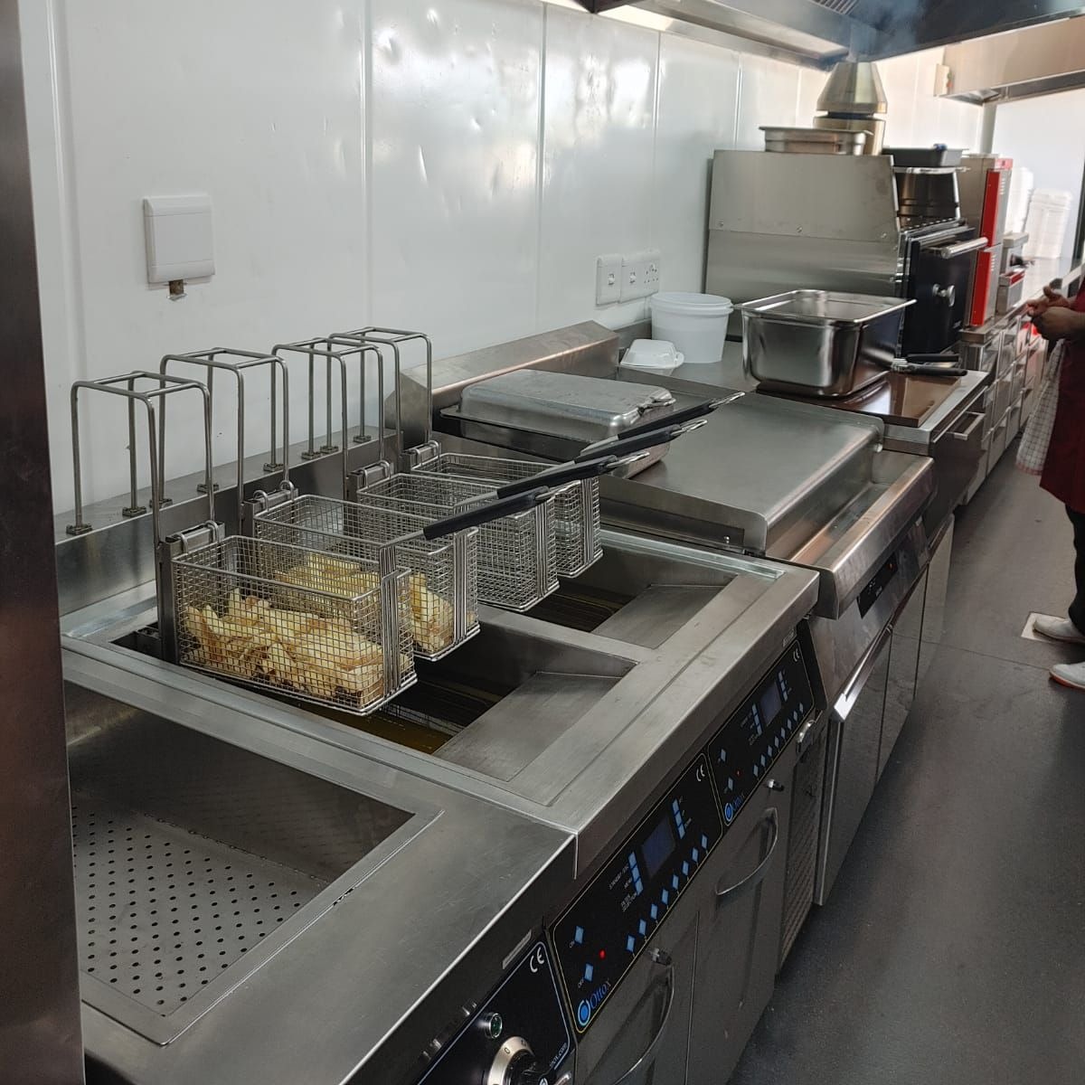 Stainless steel electrical deep fryer with automated lifting system