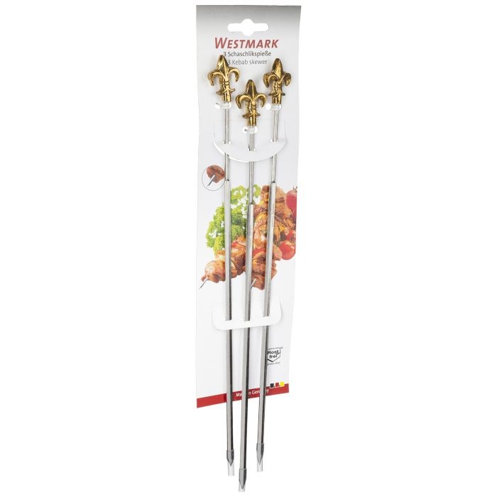 3 Piece Stainless Steel Kebab Skewer With Brass Handle