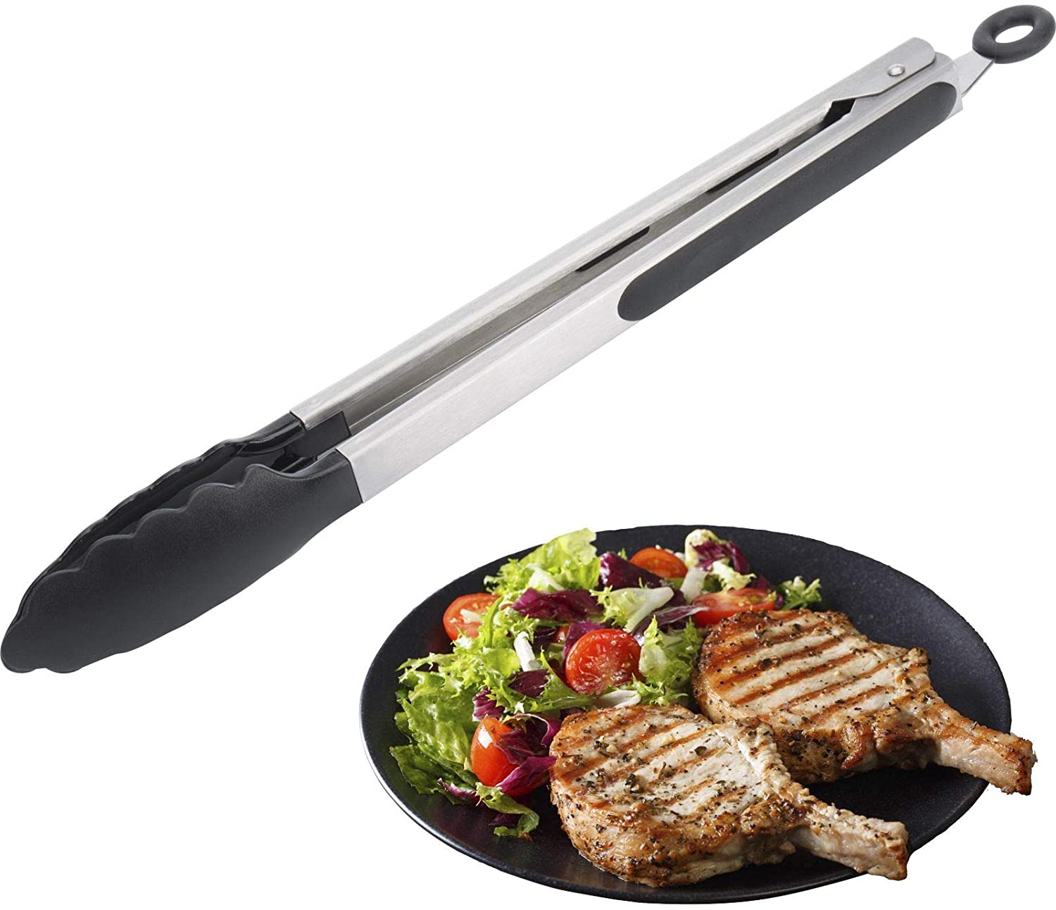 Nylon 95 X 35 mm Scalloped Tongs With 255 mm Stainless Steel Handle