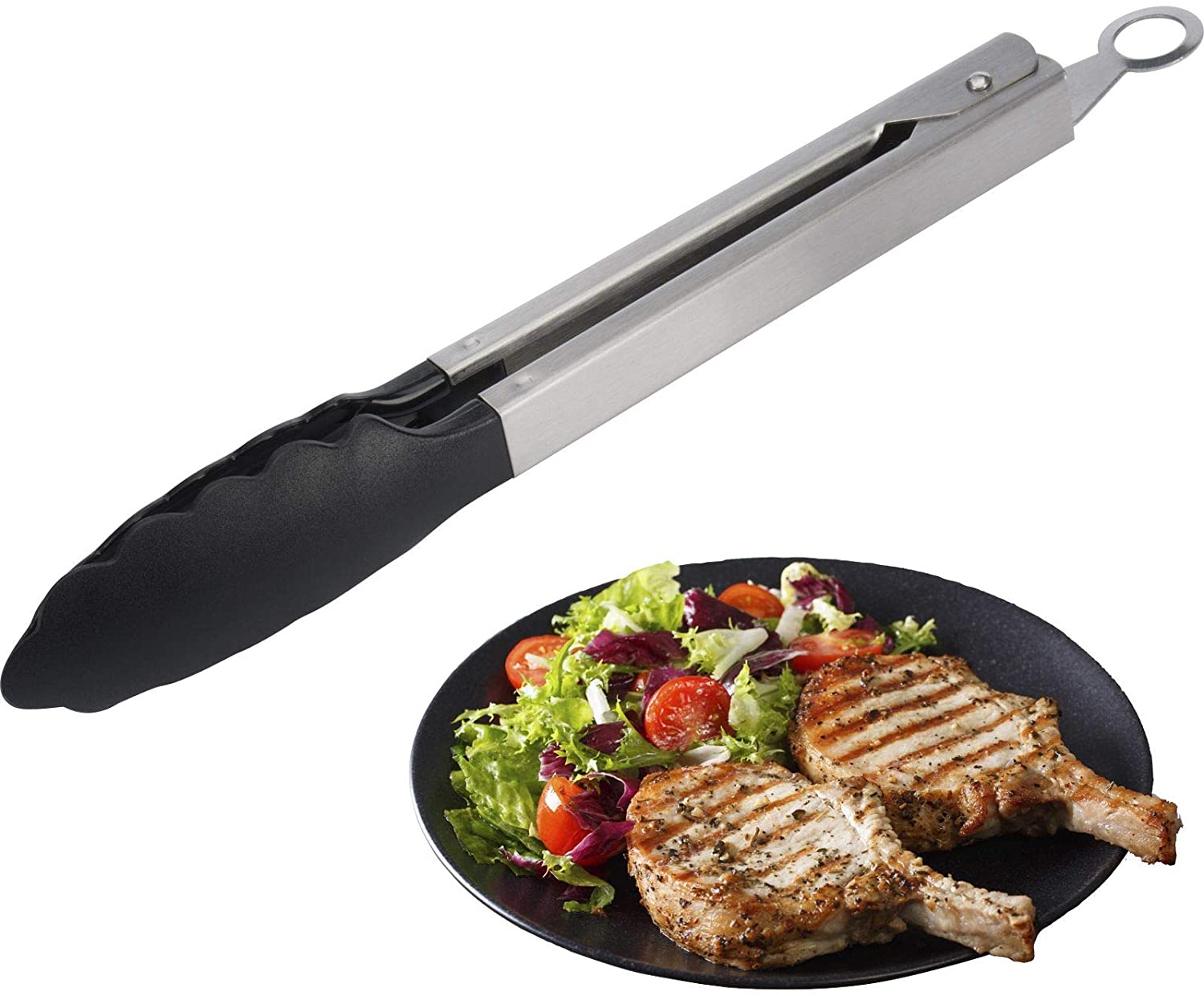 Nylon 95 X 35 mm Scalloped Tongs With 345 mm Stainless Steel Handle