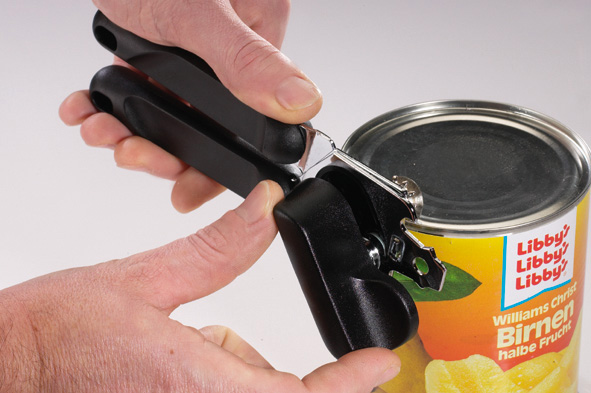 Stainless Steel & Chrome Plated Pincher Can Opener With Black Handles