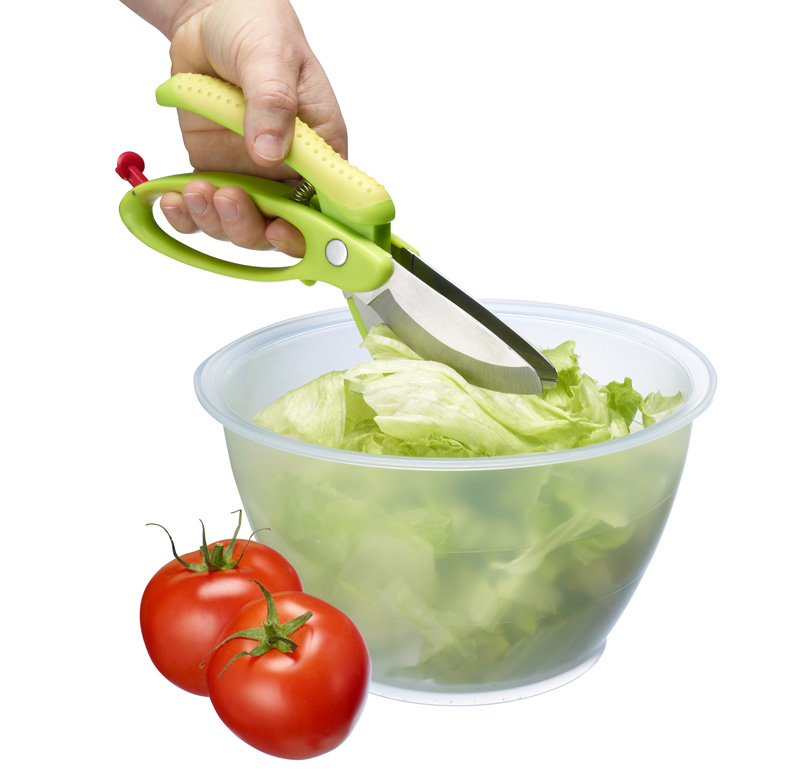 Stainless Steel & Pp Salad Scissors Green Handles