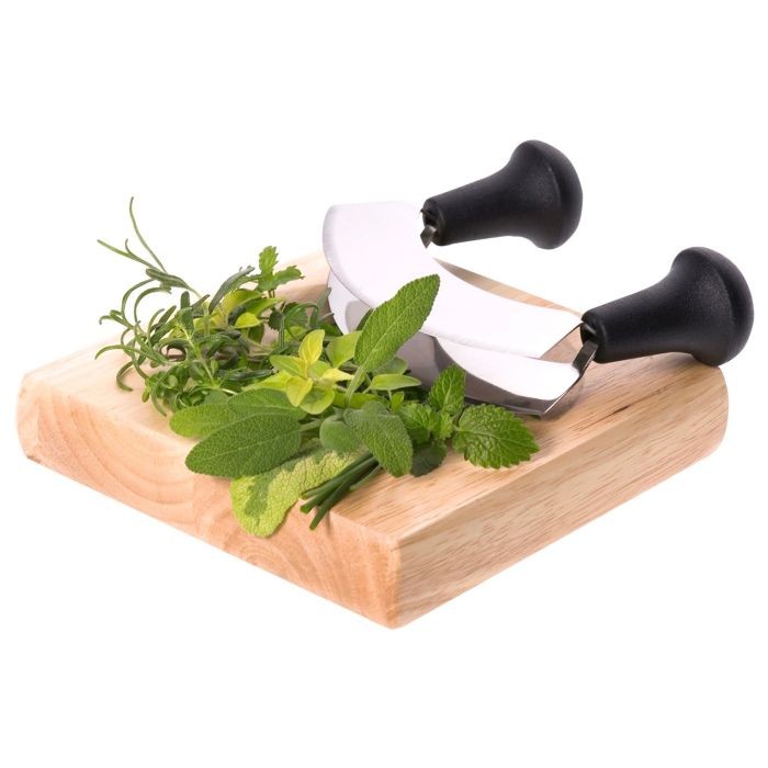 Stainless Steel Double Blade Mincing Knife 175 mm With Black Handles