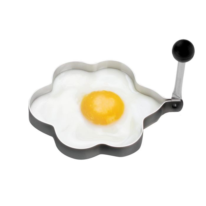 Stainless Steel Flower Shaped Food Mould With Black Knob Handle (Set Of 2)