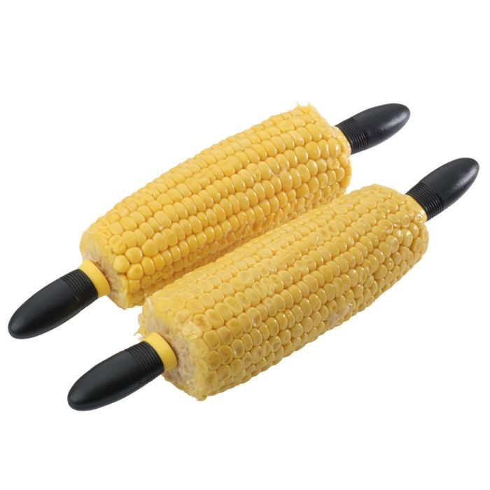 Stainless Steel Prong Corn Cob Holders With Rubber Handles