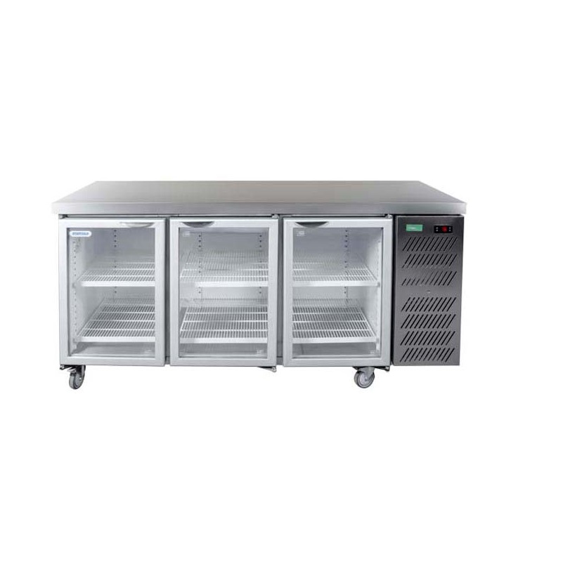 HDU1800HC Glass Hinged Door Undercounter Fridge Flat Top
