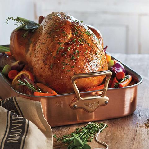 Copper W 35 X L 25 cm Roasting Pan With Bronze Handles