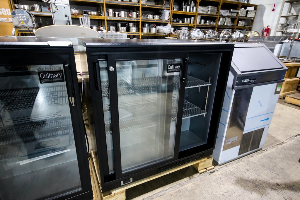 Back-Bar Fridge With 2 Sliding Glass Doors In Black 850mm