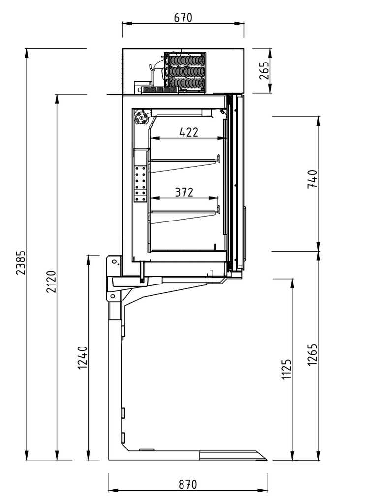 Combi AS25 2500mm Top Mounted Horizontal Freezer with Four Doors