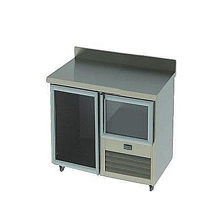 1.5 Glass Door Underbar Fridge With Splashback