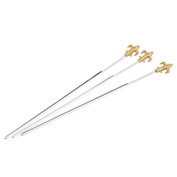 3 Piece Stainless Steel Kebab Skewer With Brass Handle
