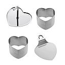 4 Pc Stainless Steel Heart Shaped Dessert / Food Mould Ø 65 X 75 X 55 mm