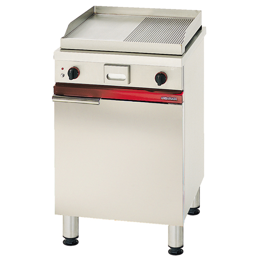 600 Cabinet ½  Flat ½ Rib Elec Chromed Plancha + Door & Supp