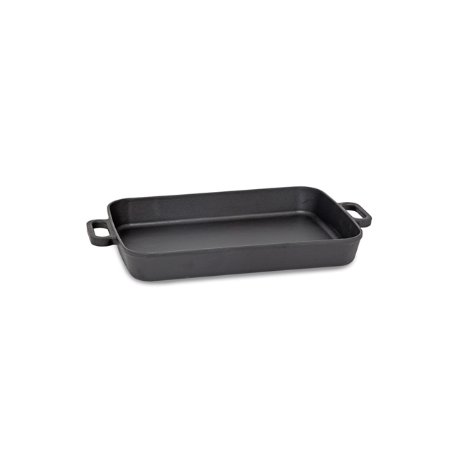 Cast Iron Grill Tray Pan 26x40 cm Black