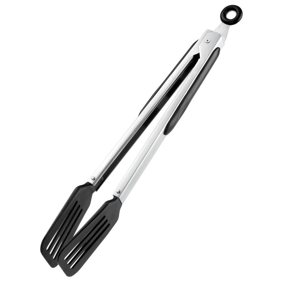 Black Nylon Serving Tongs With Stainless Steel Handle & Lock
