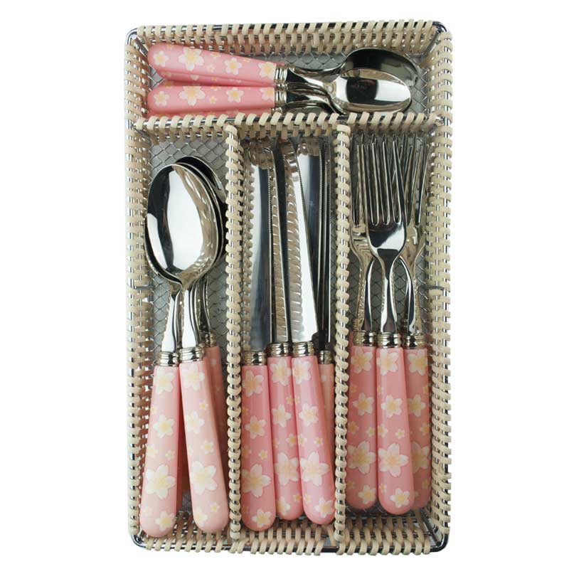 Vive Flowers Pink Hdl In Rattan Tray (24pc Set)