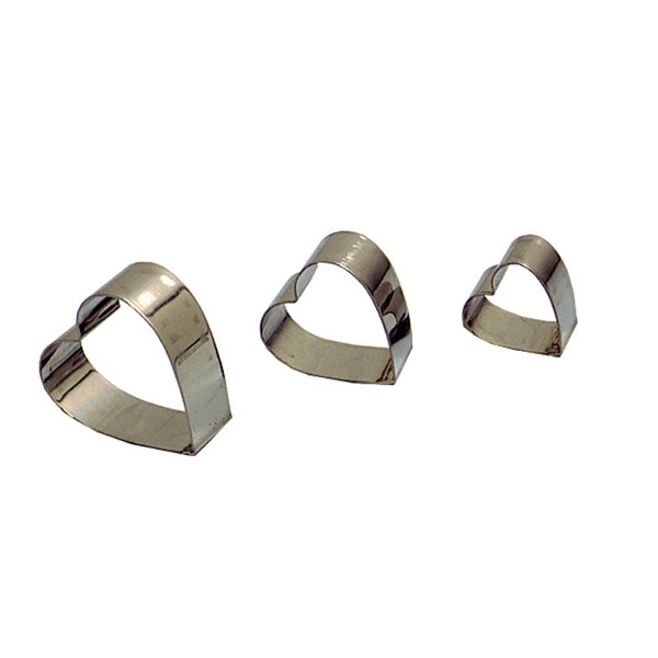 Set Of 3 S/Steel W 1.7, 2.3 & 2.7 cm Heart Cutters