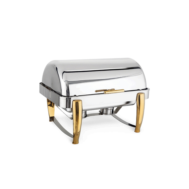 S/S Chafing Dish GN 1/1 Roll Top, Gold Plated