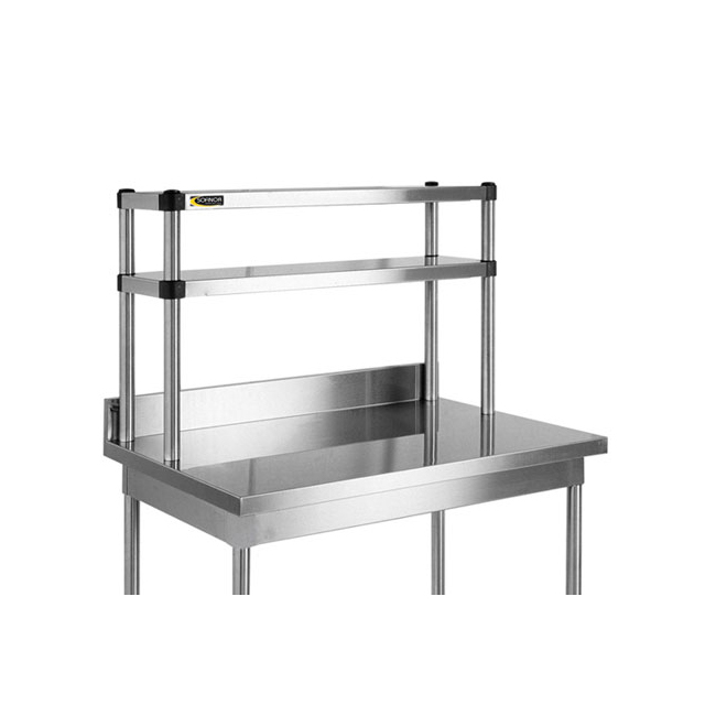 S/S Double Table Mounted Shelves 1800x300xh600 Tubular Legs
