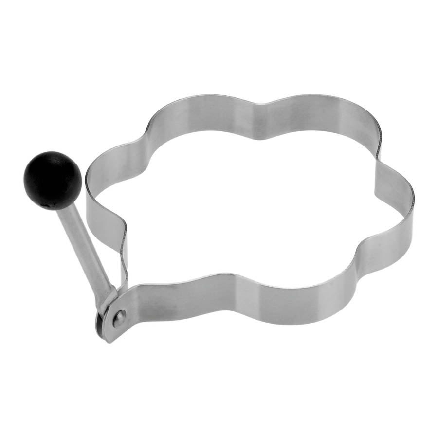 Stainless Steel Flower Shaped Food Mould With Black Knob Handle (Set Of 2)