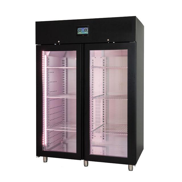 Meat Dry Aging Cabinet Double Glass Door in Black