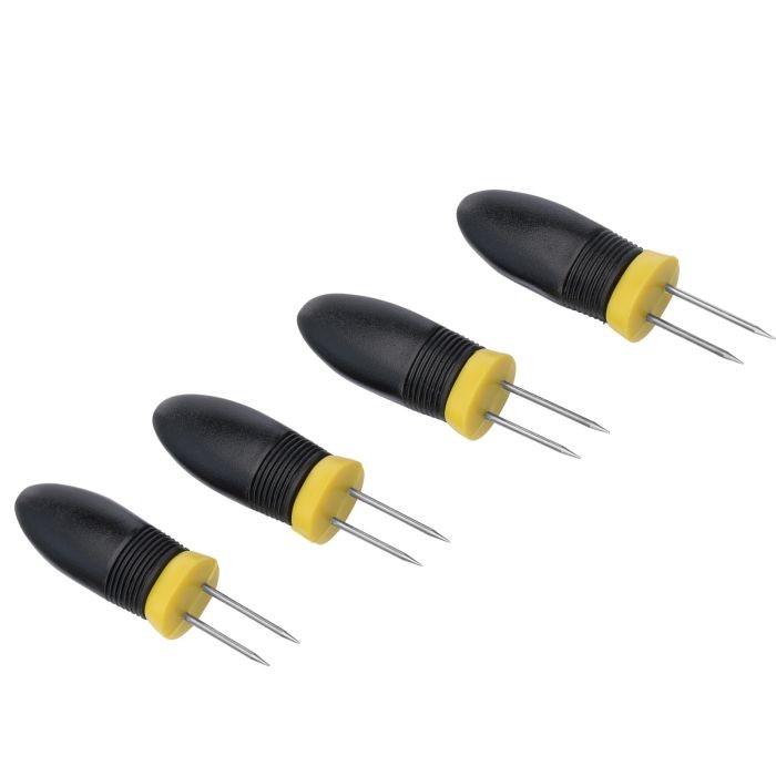 Stainless Steel Prong Corn Cob Holders With Rubber Handles