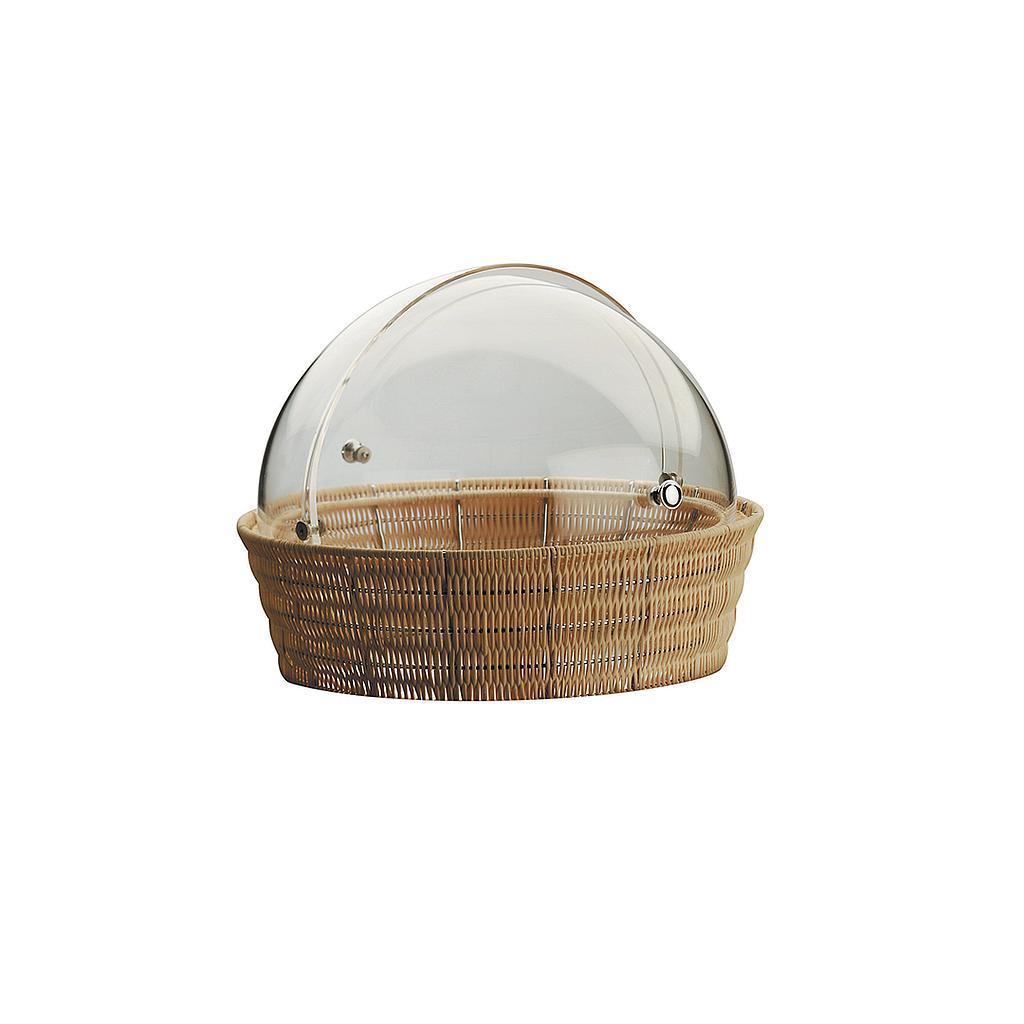 Rattan Round Croissant Basket With Roll Top Cover