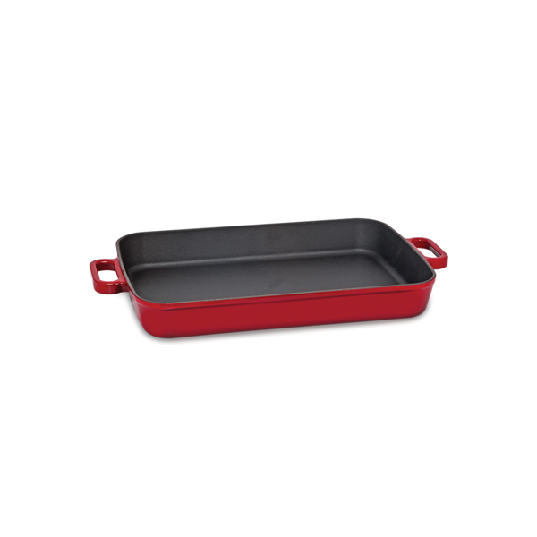 Cast Iron Grill Tray Pan 26x40 cm Red