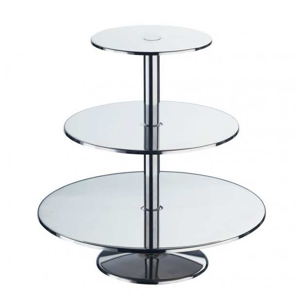 3-tier cake stand 18/10 St.steel 
ø22/32/42cm H.43,5cm
