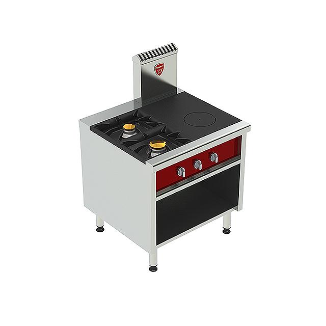Charvet Pro800 Cooker -2 X 6.5 kw Open Burners, 1/2 x 10 Kw Simmer Plate, Open Base