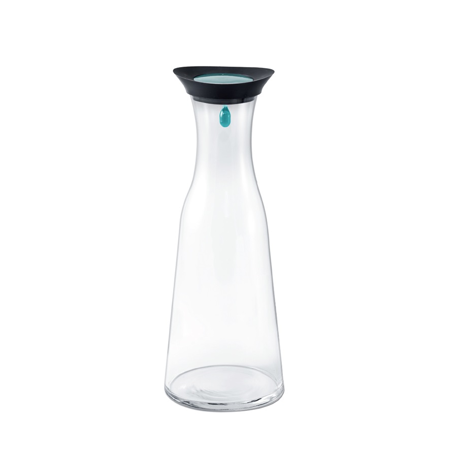 Crystal glass water pitcher with silicone lid, blue 1Lt