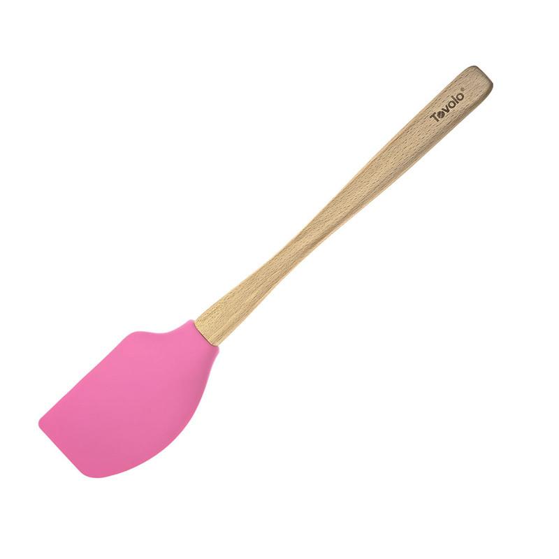 Orchid Pink Silicone Spatula With Wooden Handle