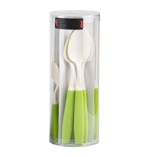 [ABERV83414B16] Green & Beige 16 Piece Plastic Cutlery Set