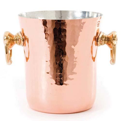 [MAU270602] Hammered Copper Ø 15 cm Ice Bucket, Brass Handles