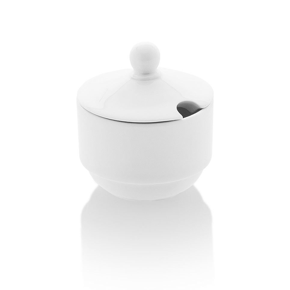 [GUREO01HR00] Mustard Jar & Lid (Eo) White Porcelain