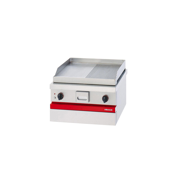 [AMBCSE610SLRC] 600 Counter Top ½ Ribbed ½ Smooth Chromed Elec Plancha