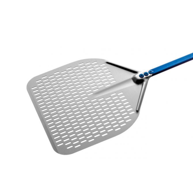 [GIMA32RF120] Azzura Ulta-Light Ø33x33cm Pizza Shovel Rectangular Aluminum Perforated Peel, 120cm handle