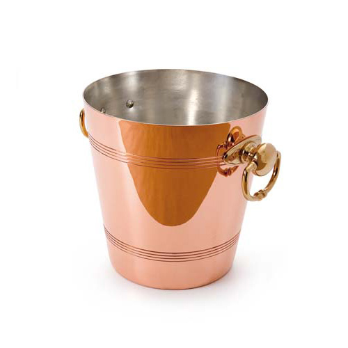 [MAU270120] Copper Ø 20 cm ChampaGNe Bucket, Brass Ring, Tin Inside (270703)
