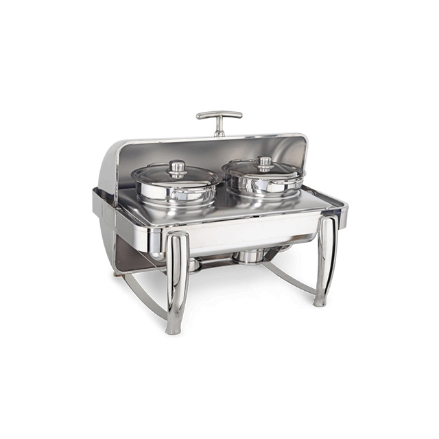 [SEY54010838] S/S Chafing Dish GN 1/1 Roll Top 2 Soup Tureens Elec.Heat.