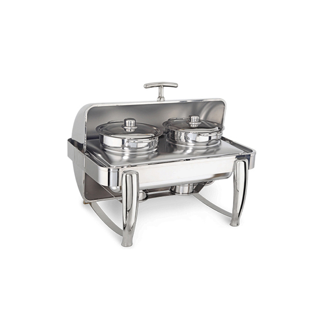 [SEY54010738] Chafing Dish Delux Roll Top With Soup Tureens 2x4,5 Lt With Burner 