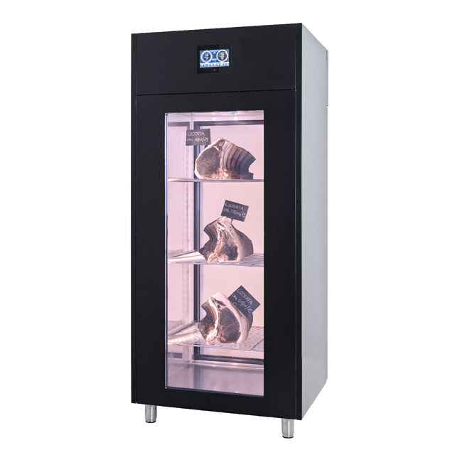 [GRUKMSD900PVB] Black Dry Aging Fridge, Single Glass door, Glass back
