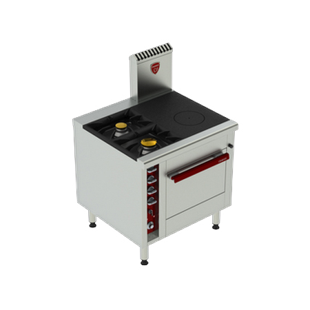 [CHAV01588] Pro800 Gas Stove with 2x Gas Burners, 1x 23kW Solid Top , Electric GN 2/1 Oven
