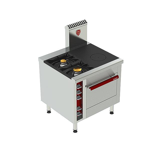 [CHAV01587] Pro800 Gas Brns X 2,S/Top X 1, 23.5kw, Gas GN 2/1 Oven, 11kw