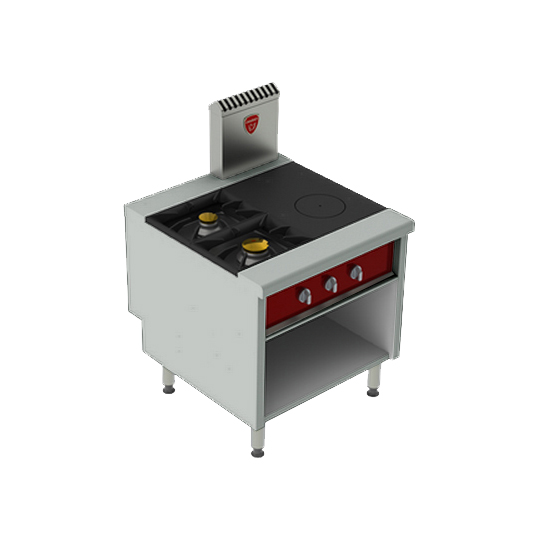 [CHAV01466] Pro900 Gas Burners X 2, Solidtop X 1, 23.5 Kw, Open Base