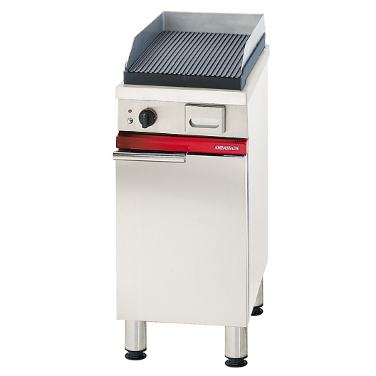 [AMBCMG410GR] 400 Cabinet Ribbed Cast Iron Gas Plancha + Door & Shelf Supp