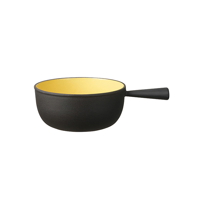 [STO72221403] Classic Cast Iron 22 cm Cheese Fondue Pot In Black & Orange