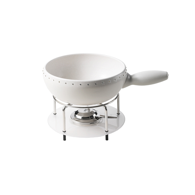 [STO85462307S] Swarovski Crystal 23cm Cheese Fondue Set + White Ceramic Pot